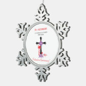 Priest 70th Ordination Jubileum Black Cross Tin Sneeuwvlok Ornament (Rechts)