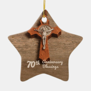 Priest 70th Ordination Jubileum Roos and Rosary Keramisch Ornament