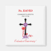 Priest 75th Ordination Jubileum Black Cross Magneet (Voorkant)