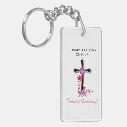 Priest 75th Ordination Jubileum Black Cross Sleutelhanger (Voorkant Links)