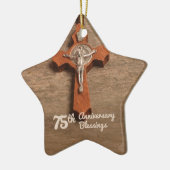 Priest 75th Ordination Jubileum Roos and Rosary Keramisch Ornament (Links)