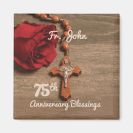 Priest 75th Ordination Jubileum Roos and Rosary Magneet