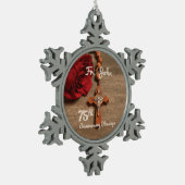 Priest 75th Ordination Jubileum Roos and Rosary Tin Sneeuwvlok Ornament (Links)