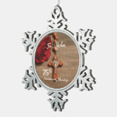 Priest 75th Ordination Jubileum Roos and Rosary Tin Sneeuwvlok Ornament (Rechts)
