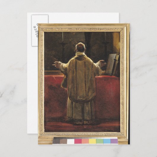 Priest bij de Altar Briefkaart (Voorkant / Achterkant)