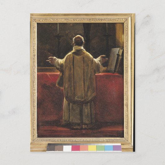 Priest bij de Altar Briefkaart (Voorkant)