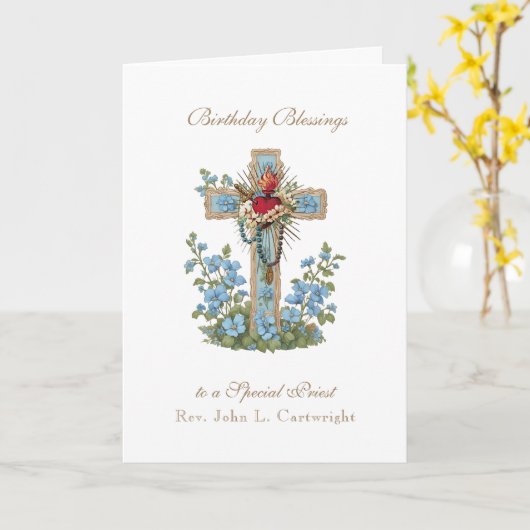 Priest Birthday Blessings Celebration Virgin Mary Kaart (Gele Bloem)