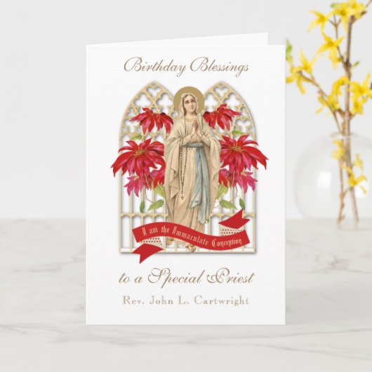 Priest Birthday Blessings Celebration Virgin Mary Kaart (Gele Bloem)