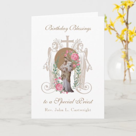 Priest Birthday Blessings Celebration Virgin Mary Kaart (Gele Bloem)
