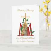 Priest Birthday Celebration Virgin Mary Jesus Kaart (Gele Bloem)