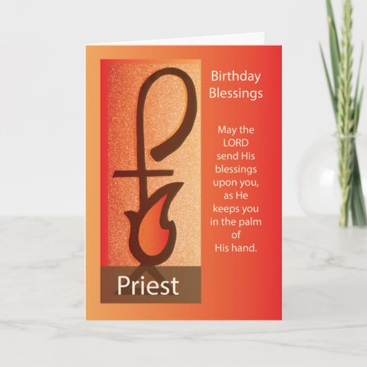 Priest Birthday, Shepherd Staff & Flame Religious Kaart (Voorkant)