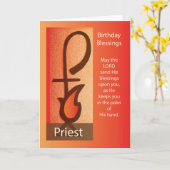 Priest Birthday, Shepherd Staff & Flame Religious Kaart (Gele Bloem)