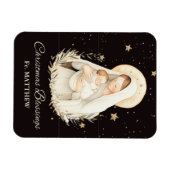 Priest Christmas Blessings Madonna Child Black Magneet (Horizontaal)