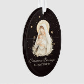 Priest Christmas Blessings Madonna Child Black Ornament (voorkant)