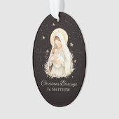 Priest Christmas Blessings Madonna Child Black Ornament (voorkant)