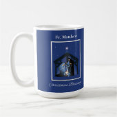 Priest Christmas Blessings, Nativity Scene on Blue Koffiemok (Links)
