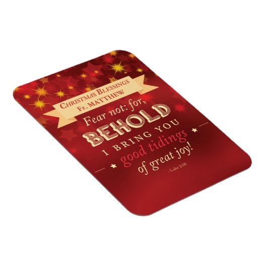 Priest Christmas Blessings Red, Gold Stars Magneet (Rechterzijde)