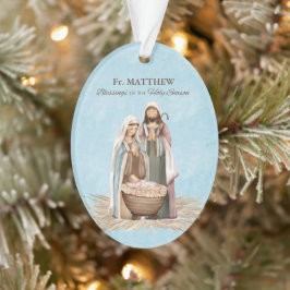 Priest Christmas Blessings Thanks Nativity Scene Ornament