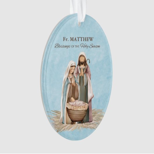 Priest Christmas Blessings Thanks Nativity Scene Ornament (voorkant)