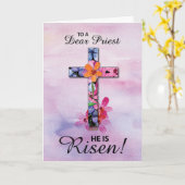 Priest Easter is Risen Cross Waterverf Flowers Kaart (Gele Bloem)