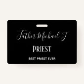 PRIEST GIFTS - gepersonaliseerd Classic Black Whit Badge (Voorkant)