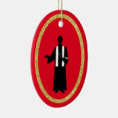 Priest Holding Bijbel Silhouette kerstversiering Keramisch Ornament (Rechts)