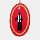 Priest Holding Bijbel Silhouette kerstversiering Keramisch Ornament (Links)