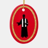 Priest Holding Bijbel Silhouette kerstversiering Keramisch Ornament (Voorkant)
