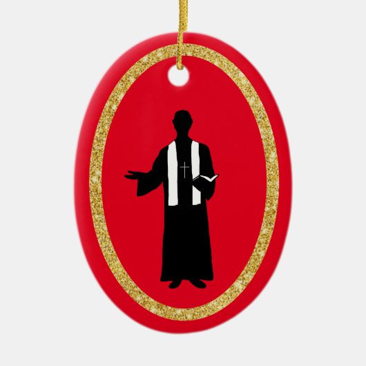 Priest Holding Bijbel Silhouette kerstversiering Keramisch Ornament (Voorkant)