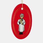Priest Holding kruis kerstversiering Keramisch Ornament (Rechts)