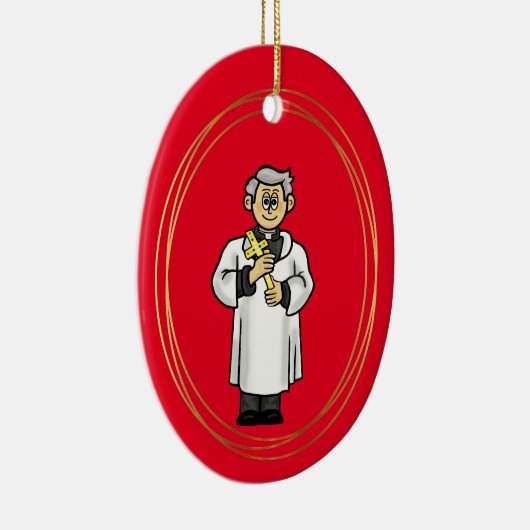 Priest Holding kruis kerstversiering Keramisch Ornament (Rechts)