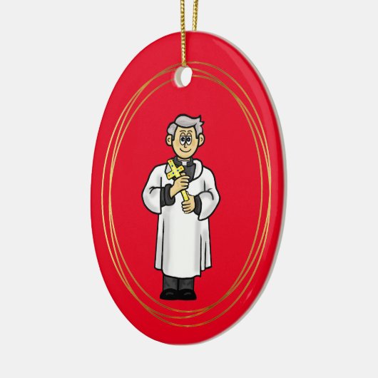 Priest Holding kruis kerstversiering Keramisch Ornament (Links)