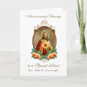 Priest Jubileum Ordination Sacred Heart Jesus Kaart (Voorkant)