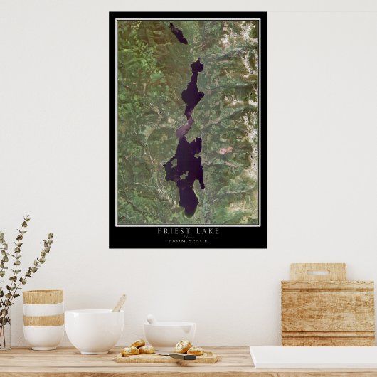 Priest Lake Idaho Satellite Poster Map (Keuken)