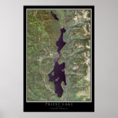 Priest Lake Idaho Satellite Poster Map (Voorkant)