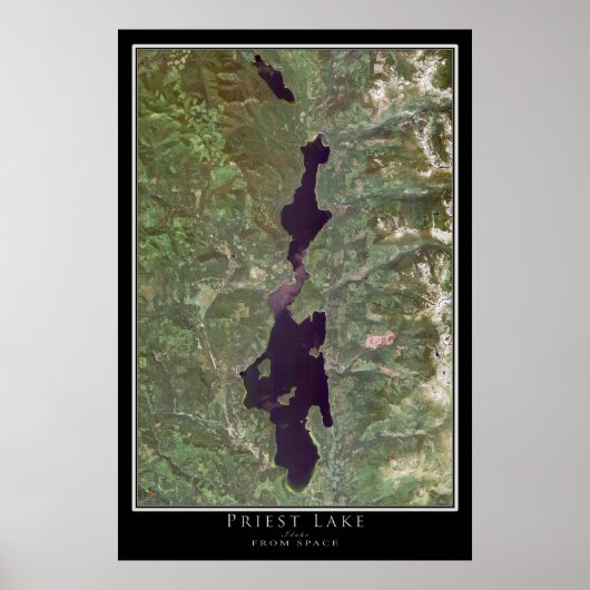 Priest Lake Idaho Satellite Poster Map (Voorkant)