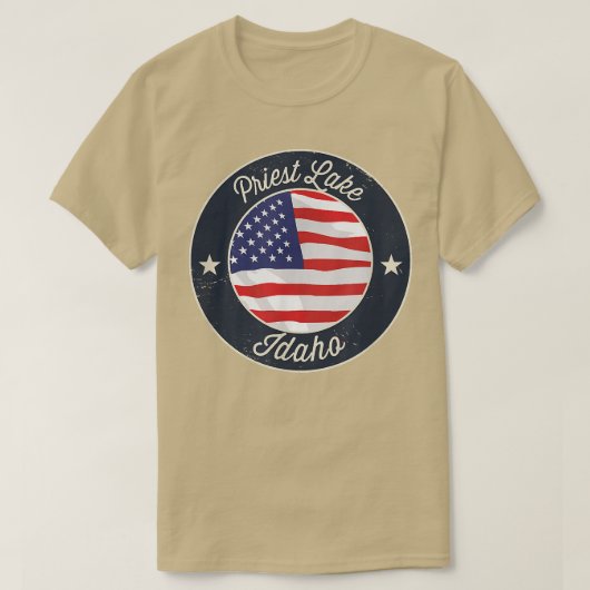 Priest Lake - Patriotisch Idaho Souvenir T-Shirt (Design voorkant)