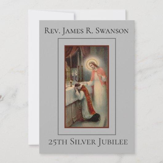 Priest met Jesus Silver Jubileum Uitnodiging (Voorkant)