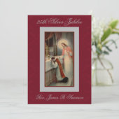 Priest met Jesus Silver Jubileum Uitnodiging (Staand voorkant)