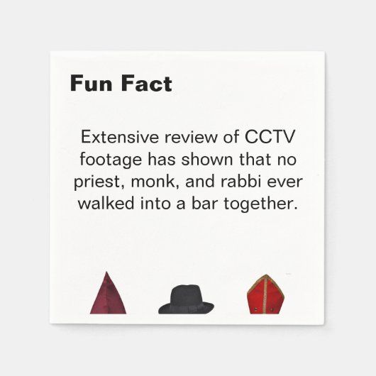 Priest Monk Rabbi Hats Fun Fact Cocktail Servet (Voorkant)