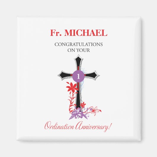Priest Ordination Jubileum Black Cross Magneet (Voorkant)