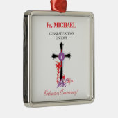 Priest Ordination Jubileum Black Cross Metalen Ornament (Rechts)