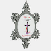 Priest Ordination Jubileum Black Cross Tin Sneeuwvlok Ornament (Links)