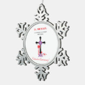 Priest Ordination Jubileum Black Cross Tin Sneeuwvlok Ornament (Rechts)