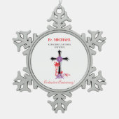 Priest Ordination Jubileum Black Cross Tin Sneeuwvlok Ornament (Voorkant)