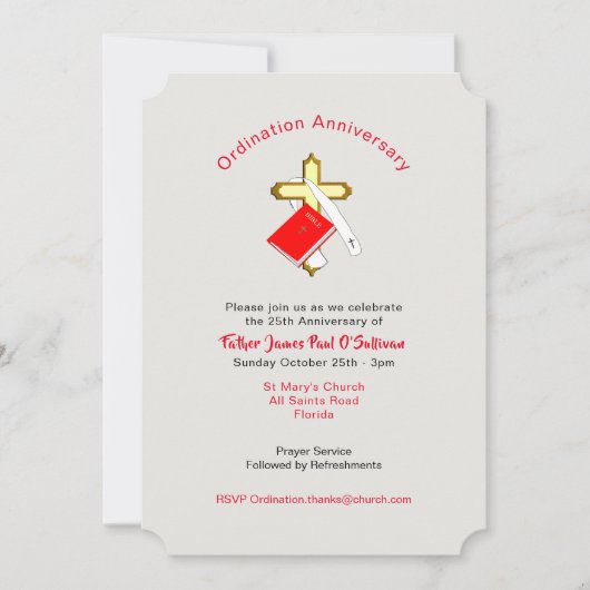 Priest Ordination Jubileum Celebration Event Kaart (Voorkant)
