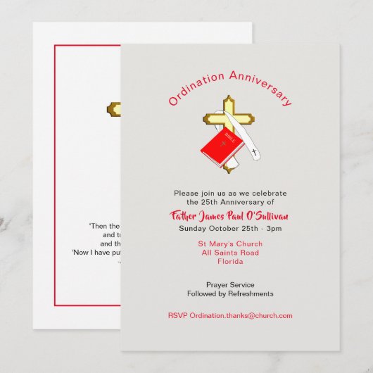 Priest Ordination Jubileum Celebrations Kaart (Voorkant / Achterkant)