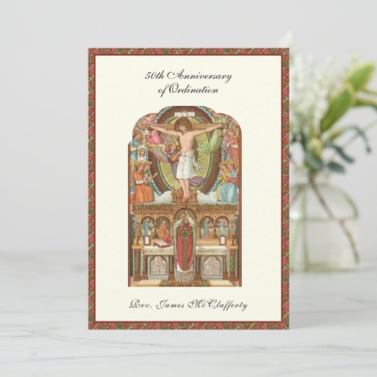 Priest Ordination Jubileum First Mass Kaart (Staand voorkant)