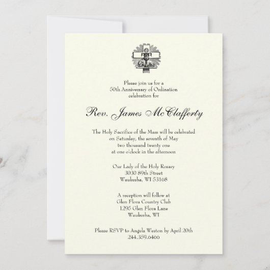 Priest Ordination Jubileum First Mass Kaart (Achterkant)