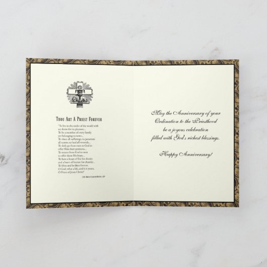 Priest Ordination Jubileum Gold Elegant Kaart (Binnen)